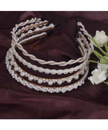 10 PCS Gold Metal Rhinestone Pearl Headbands - Wedding Bridal Hair Accessories - Buy Online on GoSupps.com