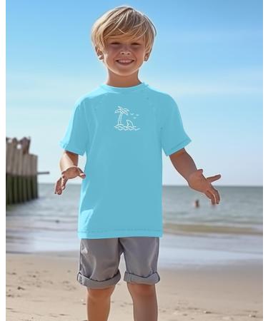 Glimnerize Boys Rashguard Swim Shirt - Short Sleeve UV Protection Round Collar 104-152 | Light Blue for Sandy Beach Fun - Buy Online on GoSupps.com