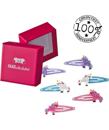 HAARallerliebst Unicorn Hair Clip Set for Girls - 6 Colorful Pieces with Pink Storage Box - Buy Online on GoSupps.com