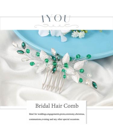 IYOU Green Bridal Hair Combs | Crystal Wedding & Prom Accessories for Women - Buy Online on GoSupps.com