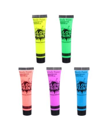 Beaupretty 5st fluorescent facial color black light-face and body painting Halloween make-up set neon-black light-reliable uv body color human body child suite pigment