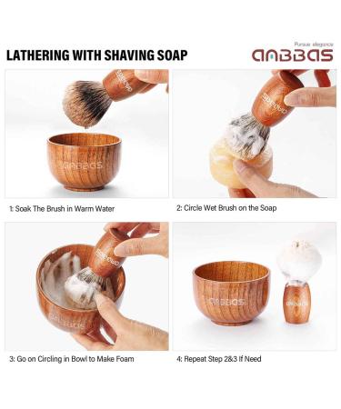 Anbbas 3-in-1 Shaving Set for Men | Pure Badger Hair Brush, Wood Handle, Soap Bowl & Stainless Steel Stand - Brown Upgrade - Buy Online on GoSupps.com