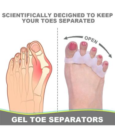 WACURRENTHYD Toe Spacers - Gel Toe Separators for Bunions - Toe Corrector for Men and Women - Hammer Toe Straightener - Big Toe Stretcher - 1 Pair (White) - Buy Online on GoSupps.com