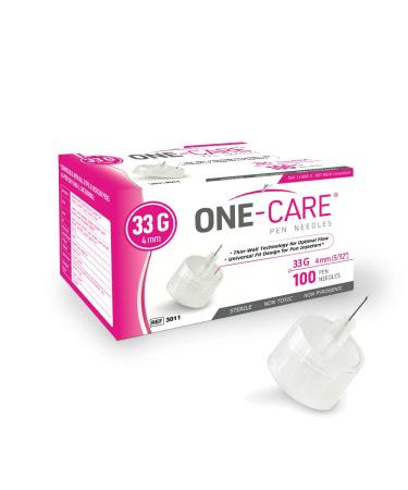 ONE-CARE Insulin Pen Needles 33G x 4mm (5/32'') Box of 100 Universal Fit - Buy Online on GoSupps.com