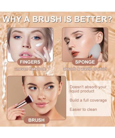 AOOWU Foundation Brush Premium Makeup Brush for Liquid Makeup Flat Top Foundation Brush Concealer Brush Multifunctional Face Brush for Liquid Cream Blending Buffing Powder Cosmetics 1 pcs - Pink gold - Buy Online on GoSupps.com