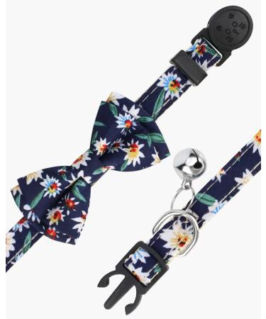 Tagme Flower Navy Blue Cat Collar with Name & Phone - Safe Closure & Bell | 1 Pack - Ideal for Kittens - Buy Online on GoSupps.com