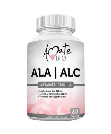 Amate Life ALA/ALC High Potency Formula- Best Alpha Lipoic Acid and Acetyl-L-Carnitine HCl Dietary Supplement- Antioxidant Support- Energy Boost- for Men and Women 60 Capsules