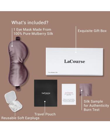 LaCourse 100% Genuine 22Momme Mulberry Silk Eye Mask - Grey Purple | Comfortable & Blackout Sleep Mask | Elasticated Silk Band | Pure Silk Filler | Gift Set - Buy Online on GoSupps.com