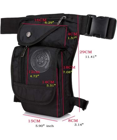 Xieben Nylon Drop Leg Bag for Men & Women - Tactical Hip Belt Pocket for Motorcycle Outdoor Camping & Hiking - Black #12schwarz - Buy Online on GoSupps.com