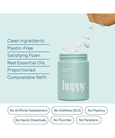 HUPPY Toothpaste Tablets Nano Hydroxyapatite Toothpaste - Natural Whitening Fluoride Free and Remineralizing Tablets - Travel Hydroxyapatite Tabs Cinnamon 62 Count 62 count w/ a refillable jar - Buy Online on GoSupps.com
