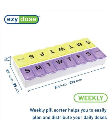 EZY DOSE Weekly 14-Day Pill Case | BPA Free Medicine Planner & Vitamin Organizer with Easy-to-Open Large Snap Compartments | International Shipping Available - Buy Online on GoSupps.com