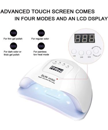 120W UV LED Nail Lamp Professional Nail Dryer | Gel Polish Light with 4 Timer Settings, LCD Display, and Sensor | Includes Manicure Tool Set - White - Buy Online on GoSupps.com
