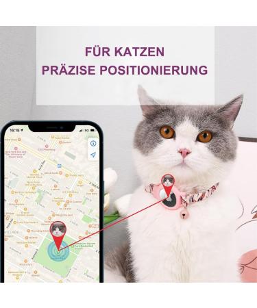 Mouyou Airtag Cat Neck Band - Adjustable Soft Nylon Collar with Bell & Silicone Holder - Pink Pattern C4 (22-34cm) - Buy Online on GoSupps.com