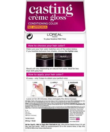 L'Oreal Paris Casting Creme Gloss Ebony Black 200 87.5g+72ml by L'Oreal Paris - Buy Online on GoSupps.com