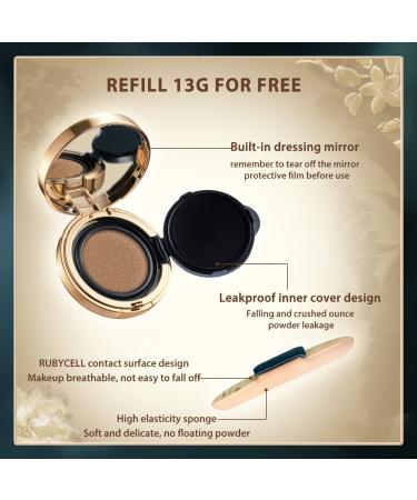 CATKIN BB Cream Air Cushion Foundation - Full Coverage, Moisturizing Concealer, Free Refill - Medium Warm Camel 0.46 oz - Buy Online on GoSupps.com