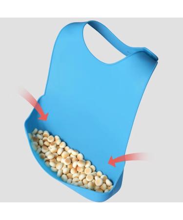 Yygmss Blue Waterproof Adult Bibs - Silicone Adjustable Washable & Easy to Clean for Seniors - Buy Online on GoSupps.com