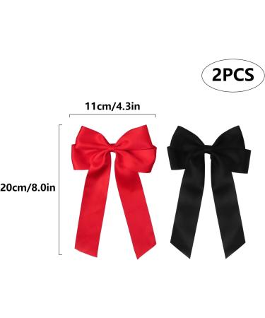 2 Pack Bow Hair Clips Pink Hair Bows for Women Girls Large Bow Clips Hair Barrette Hair Accessories(Black Red) - Buy Online on GoSupps.com