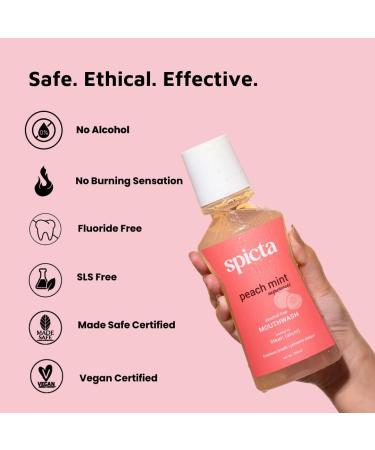 Spicta Mouthwash Peach Mint | Powered by Fitkari (Alum) | Fluoride Free | Alcohol Free | SLS & Paraben Free | Freshens Breath Prevents Plaque (250 ml) - Buy Online on GoSupps.com