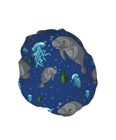 Manatee Printed Shower Cap | Waterproof Bath Cap for Women, Men, Boys & Girls | Reusable Spa Salon Cap - Buy Online on GoSupps.com