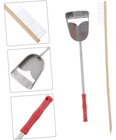 Housoutil 2pcs Set Cage Birds and Wooden Accessory Supplies Shovel Steel Long Parrot for Cleaning Brush Pet 7x9cm Assorted Color - Buy Online on GoSupps.com