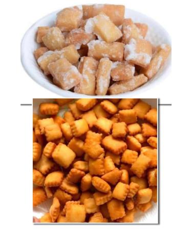 Two Different Types Of Delicious Indian Traditional Sweets(Sugar Coated Shakkar Para & Shakkar Para Without Sugar Coated) Raksha Bandhan Marriage Diwali Holi Festivals (2 375g Each)