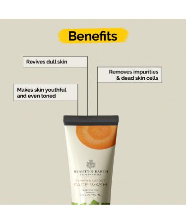 Buy BEAUTYNEARTH Papaya & Carrot Facewash Natural Paraben & Sulphate Free Face Cleanser for All Skin Types | 100ml - Buy Online on GoSupps.com