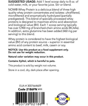 NOW Sports Nutrition Whey Protein 26g with BCAAs - Creamy Vanilla 6lb | International Shipping Available - Buy Online on GoSupps.com