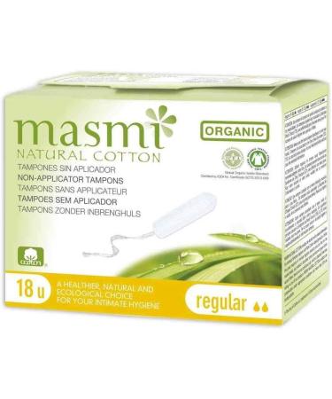 Masmi Disposable Tampons without Applicator - Regular Size (18 Pack) | Eco-Friendly Comfortable & Biodegradable - Buy Online on GoSupps.com