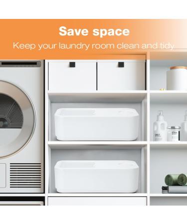 Tokokimo Large Laundry Basket & Detergent Storage Container - Sliding Cover Organizes 90-100 Clothes Ideal for Laundry Room | White - Buy Online on GoSupps.com