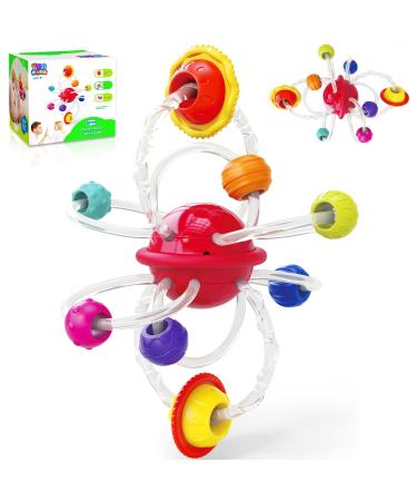 Teething Toys for Babies 0-6 Months  Baby Rattle & Sensory Teether Toys 6 to 12 Months  Multi Sensory Learning Toy Baby Teether Grasping/Crawling Toy for 3-6 Months Newborn  Infant  Boy and Girl Gift