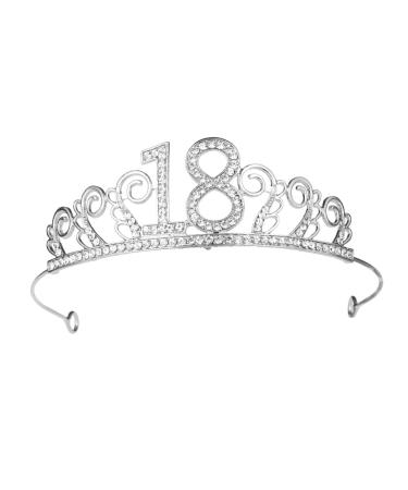 Solustrie Happy Birthday Tiara Krone Birthday Glitzer Krone Strass Crystal Decor headband for 18th birthday present (golden) silver