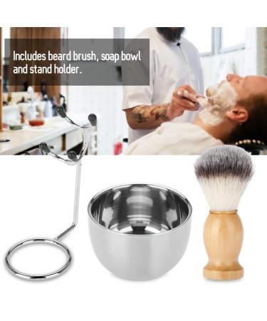 Professional Beard Shaving Set for Men | Stainless Steel Mustache Tool Bowl Stand & Brush - International Shipping Available - Buy Online on GoSupps.com