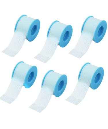6pcs Eyelash Tapes Reusable Silicone Non-Woven Fabric Lash Adhesive Tape Breathable Lash Extension Supplies (Blue 0.98 inch x 3.9 Yards)