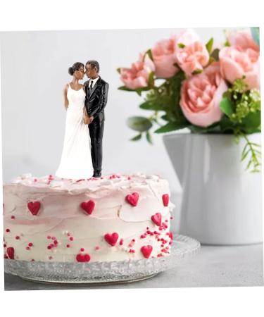 Wedding Cake Topper Resin African American Couple Figurine Centerpiece Decorations for Wedding Anniversary - Buy Online on GoSupps.com