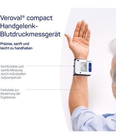 Veroval Compact Wrist Blood Pressure Monitor - Quick Easy Measurement Clinically Validated & Cardiac Arrhythmia Detection - International Shipping - Buy Online on GoSupps.com