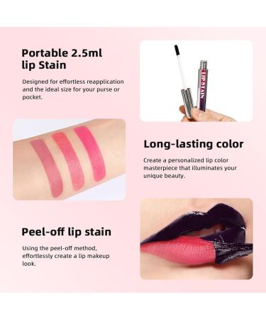 3 Couleurs Crayon a Levre Lip Stain Peel Off Peel Off Lip Stain Crayon L vres Tattoo Imperm able Longue Dur e et Pigment Peel Off Lip Tint Stain Rose - Buy Online on GoSupps.com
