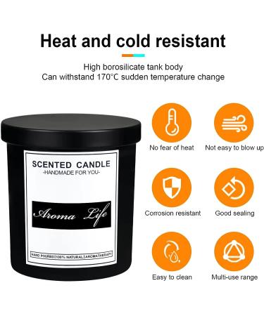 10oz 8 Pack Thickened Glass Candle Jars with Metal Lids - Matte Black - Buy Online on GoSupps.com