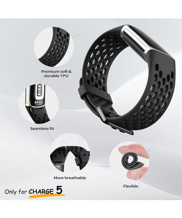 Maledan Compatible with Fitbit Charge 5 Bands Women Men - Breathable Sport Band Soft Waterproof Replacement Wristbands Strap for Fitbit Charge 5 Advanced Fitness Tracker  3 Pack Black/ Slate Blue/ Dark Green - Buy Online on GoSupps.com