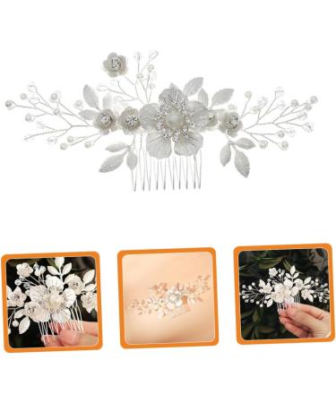 Housoutil Flower Comb Wedding White Hair Accessories Hair Jewelry Rhinestone Hair Clip Bridal Hair Accessory Pearl Headpiece Crystal Bridal White Hair Clips Rhinestone French Bride Hair up - Buy Online on GoSupps.com