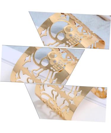 DRESSOOS Skull Cuff Bracelet Open Cuff Bracelet Friendship Bracelets for Women Halloween Friendship Women Bangle Bracelets Black Bracelet Retro Wristband Open Bangle Ghost Miss Gothic Alloy 6.3X5cm Golden - Buy Online on GoSupps.com