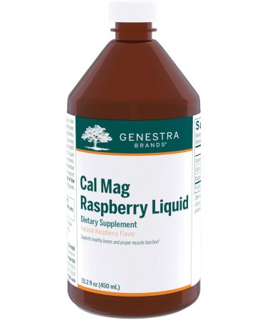 Genestra Brands Cal Mag Raspberry Liquid | Calcium and Magnesium Citrate Formula with Vitamin D | 15.2 fl. oz.