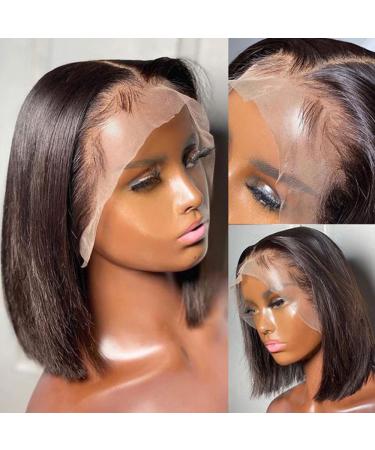 12 Inch T Part Brazilian Remy Human Hair Short Bob Wig for Black Women - 150% Density Straight Bob Wig - Buy Online on GoSupps.com