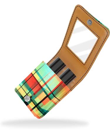 Travel Lipstick Organizer Case - Portable Makeup Bag with Mirror | Abstract Geometric Design - Buy Online on GoSupps.com