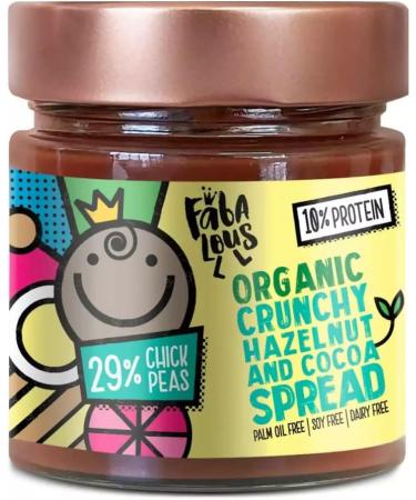 Fabalous Organic Crispy Chocolate Spread (Chickpea, Hazelnut & Cocoa Spread) Vegan, Dairy Free, Palm Oil Free, Less Sugar, More Protein 200g