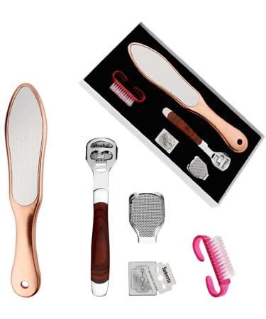 Professional Hornhaut Hobel Set - Stainless Steel Double-Sided Foot File for Hard & Cracked Skin | Rose Gold Foot Care Tool - Buy Online on GoSupps.com