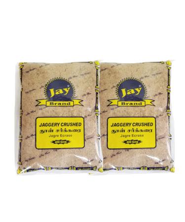 Jay Brand Jaggery Crushed | 400G | Natural Sweetener | No Preservatives Added |Hand Crushed Gur Powder | Gluten Free | Indian Origin (Pack of 2)