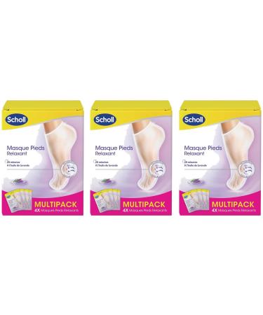 SCHOLL Pack of 3 x 4 Pairs of Relaxing Foot Masks Lavender for Dry Skin