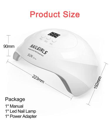 NAILGIRLS 75W UV LED Nail Lamp with Smart Sensor & 3 Timer Settings - Professional Salon Nail Dryer for Gel Polish Curing - Buy Online on GoSupps.com