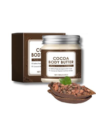Cocoa Butter Moisturiser - Body Butter for Dry Skin - Body Moisturiser for Hydrating Reparing Firming - Body Butter for Women - Pure Cocoa Butter Raw -Face Moisturizer for Women