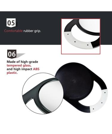 DEATTI Unbreakable Hand Mirror with Silicone Handle - Anti-Slip, Ideal for Salon, Barber Shops, Travel, Makeup, Shaving - 7.5 W x 11 L - 1 Count - Buy Online on GoSupps.com